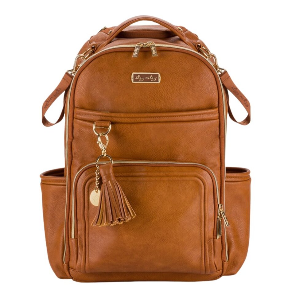 NWT Itzy Ritzy Diaper Bag- Cognac Boss Plus Diaper Bag Backpack